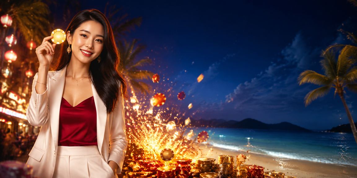 Người chơi thư giãn tại biển Côn Đảo theo dõi kết quả xổ số buổi chiều tà trên điện thoại