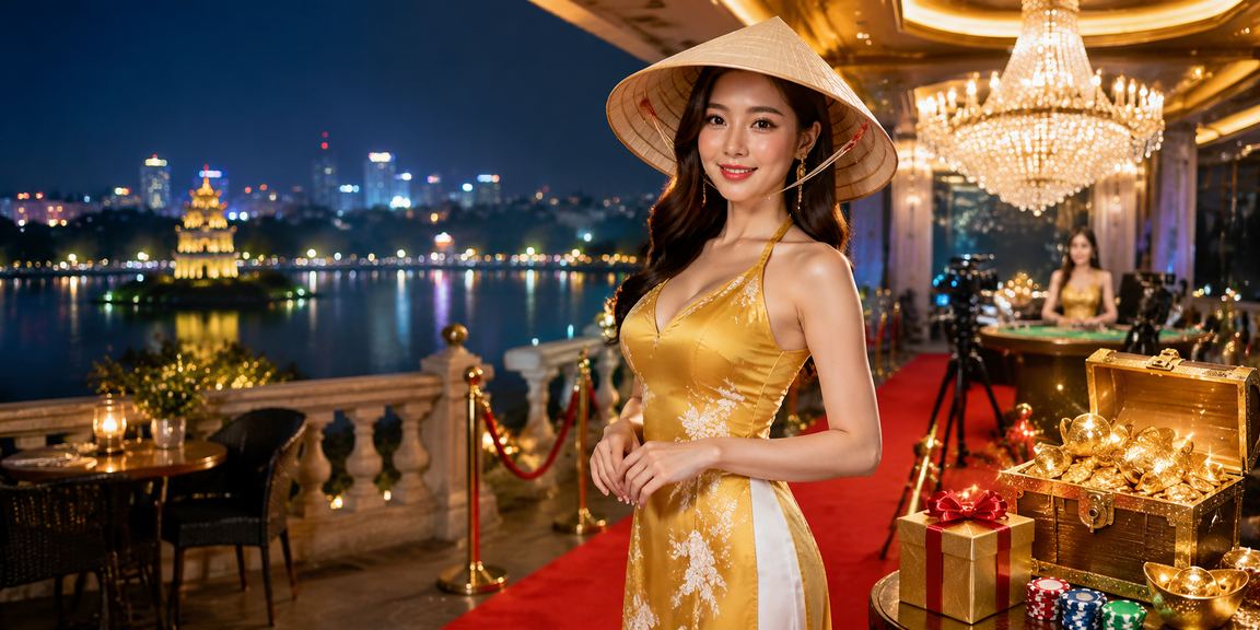 Biểu tượng VIP và thưởng cá cược với hình ảnh nón lá truyền thống Hà Nội đặc trưng